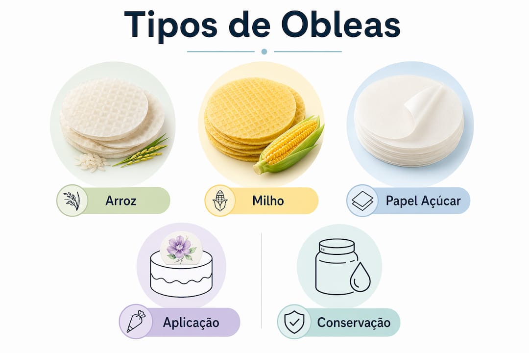 Infográfico: tipos de obleas personalizadas e dicas para a sua utilização