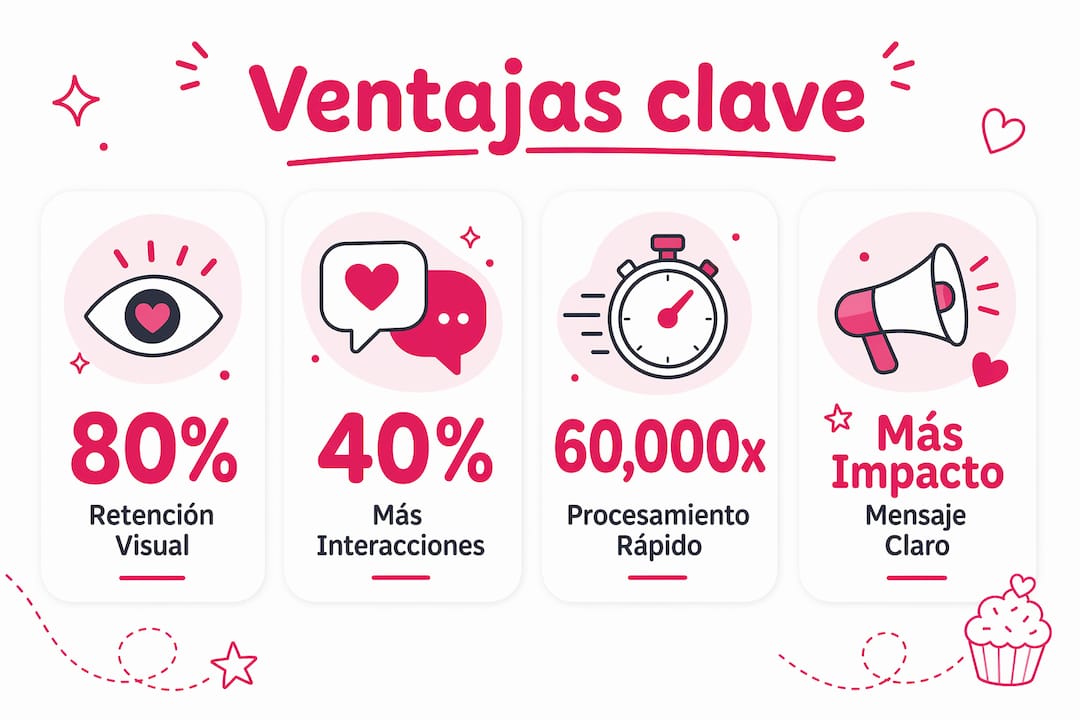 Infografía que destaca los beneficios de integrar texto y fotografías en las obleas