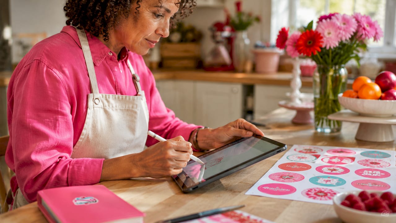 Manos creando nombres sobre láminas de papel comestible