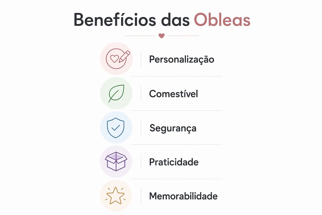 Infográfico a destacar as vantagens de incluir obleas nas festas