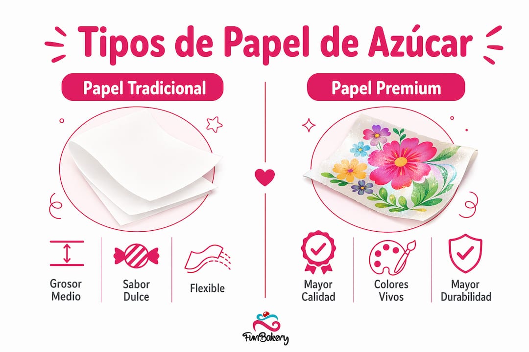 Guía visual para comparar los diferentes tipos de papel de azúcar