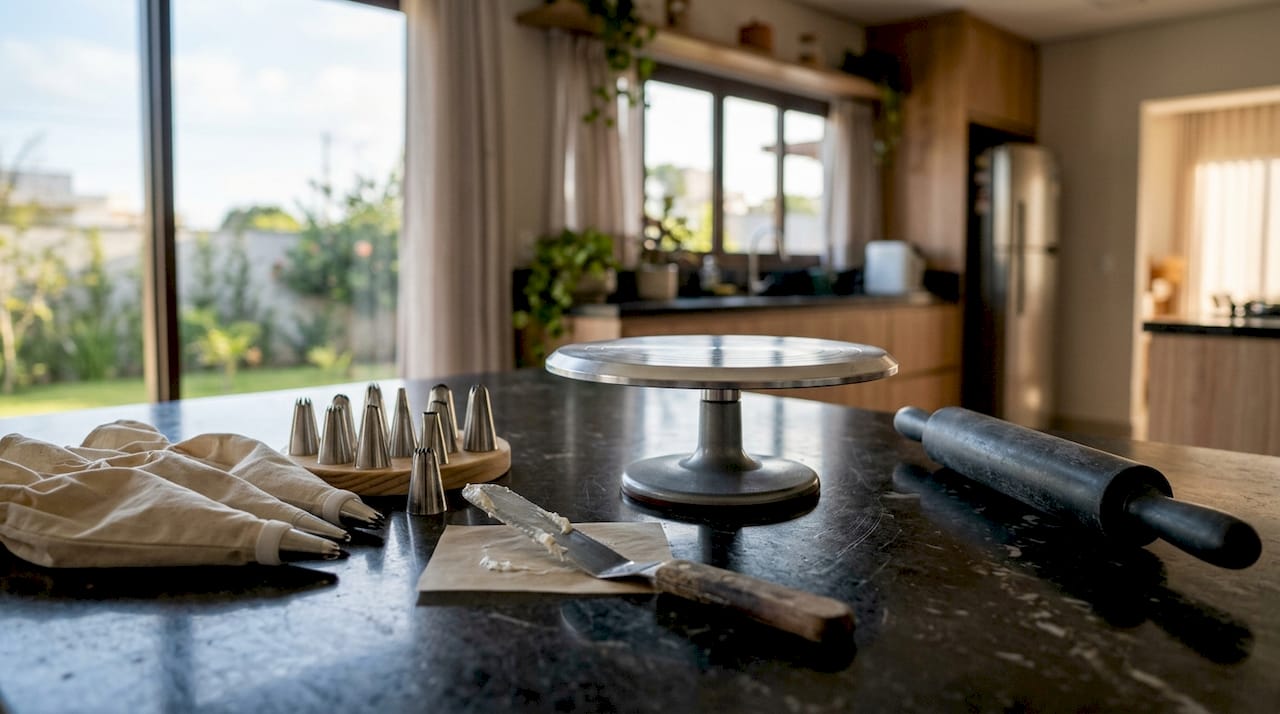 Utensílios indispensáveis para decorar bolos bem arrumados na bancada