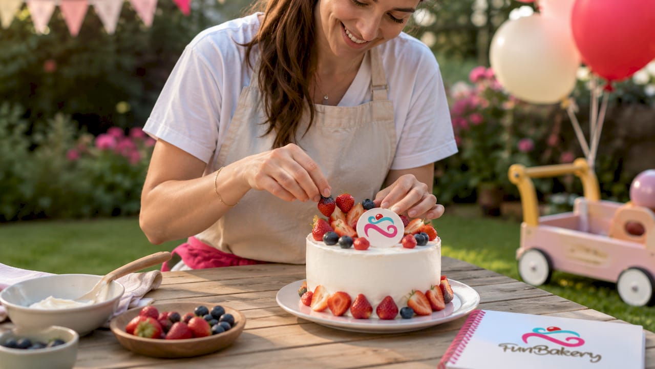 Una mamá preparando una tarta especial para su hijo pequeño, pensada para que no le cause alergias.