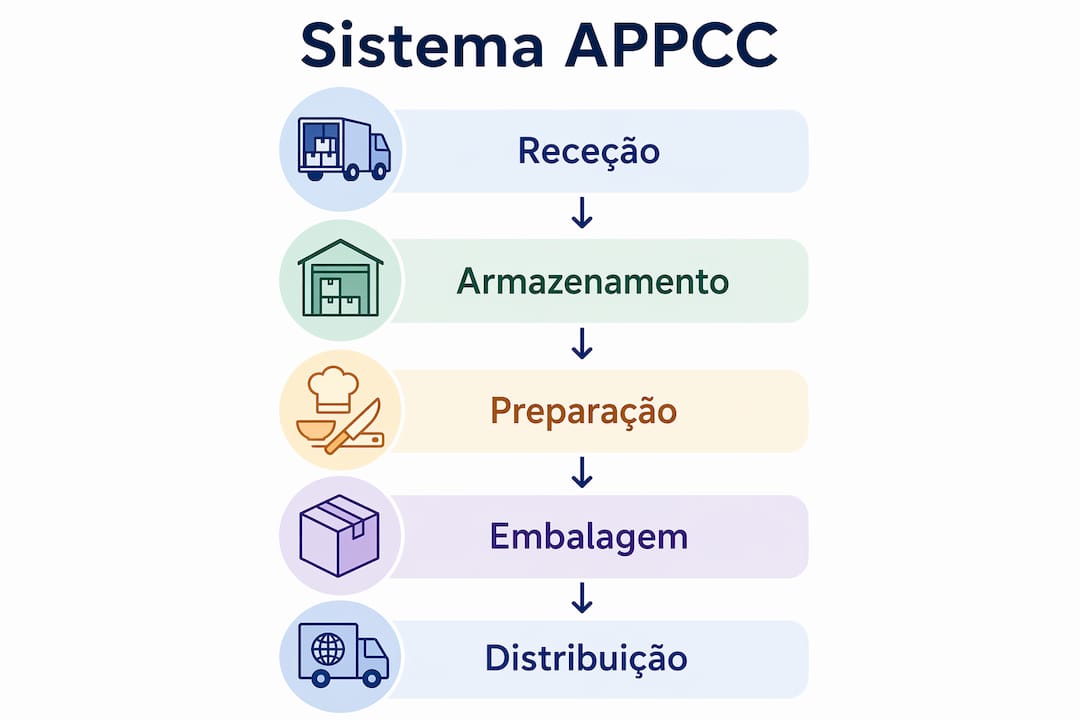 Infografia com as principais fases do sistema HACCP aplicadas à produção de obreias