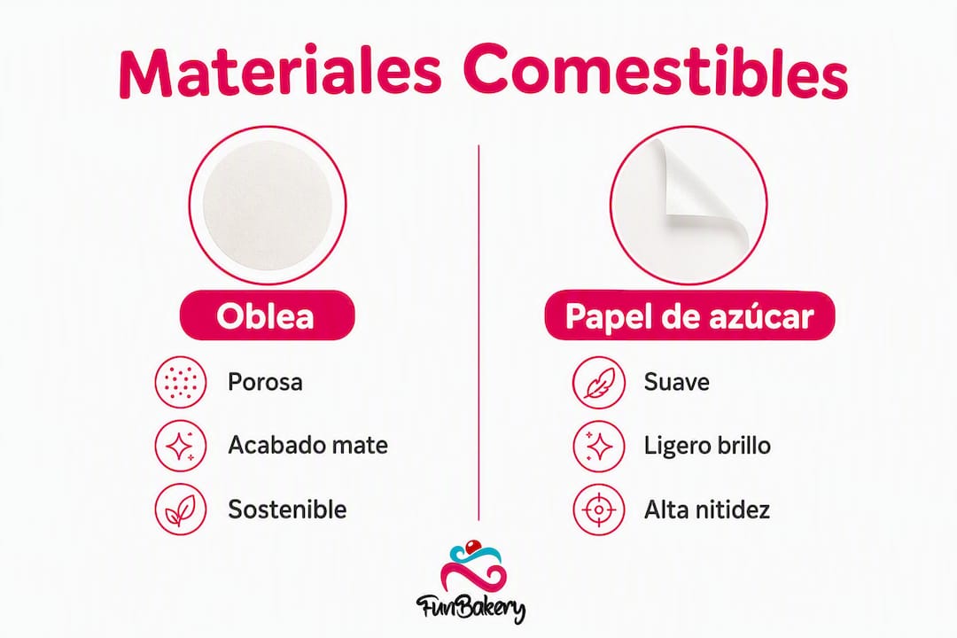 Infografía que muestra las diferencias entre la oblea y el papel de azúcar