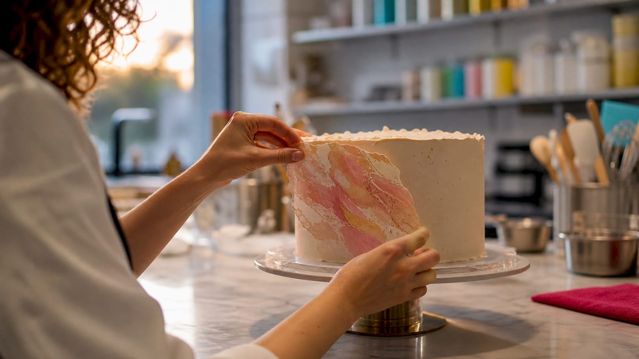 Decoración de tarta con lámina comestible profesional