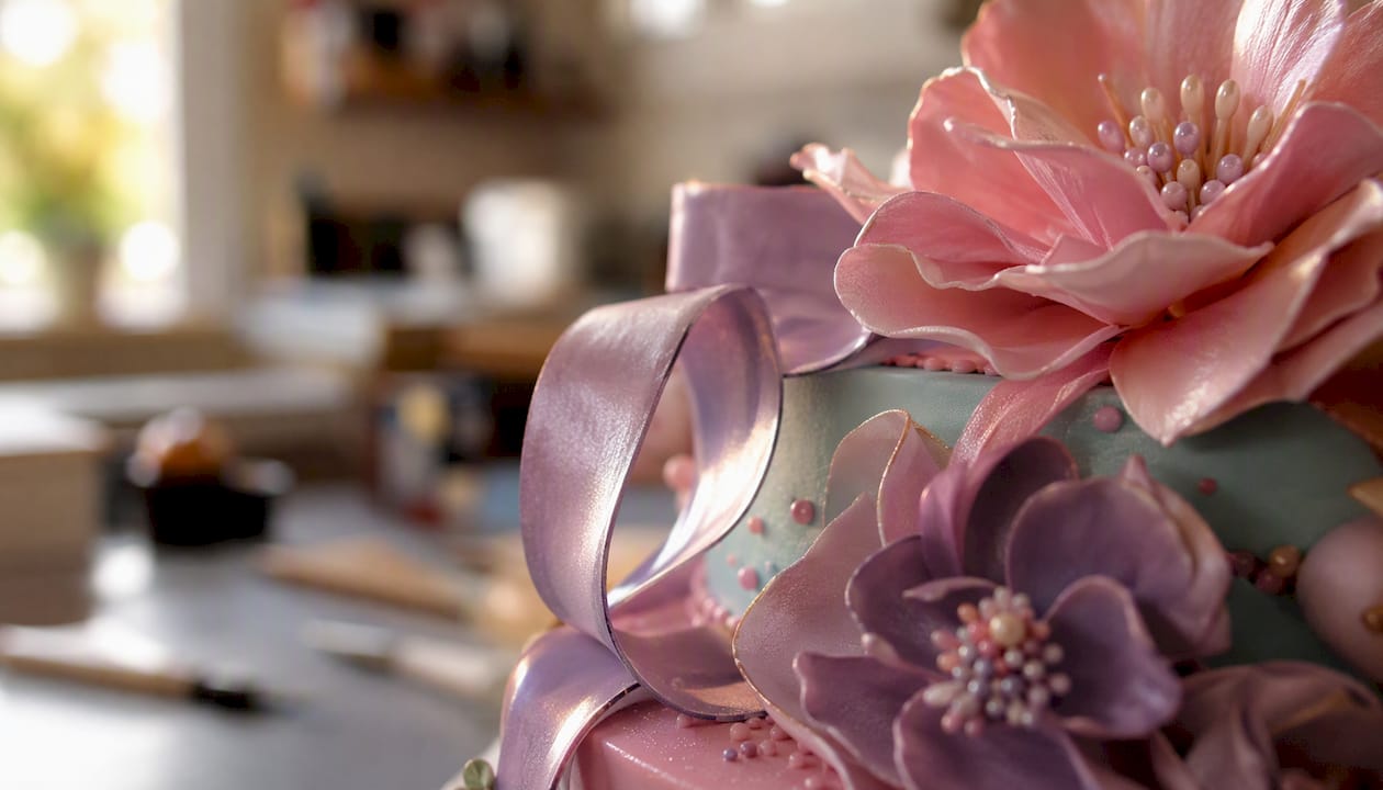 Cupcakes decorados com flores 3D feitas em folha de obreia