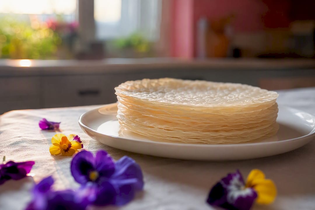 Montón de obleas comestibles sin gluten