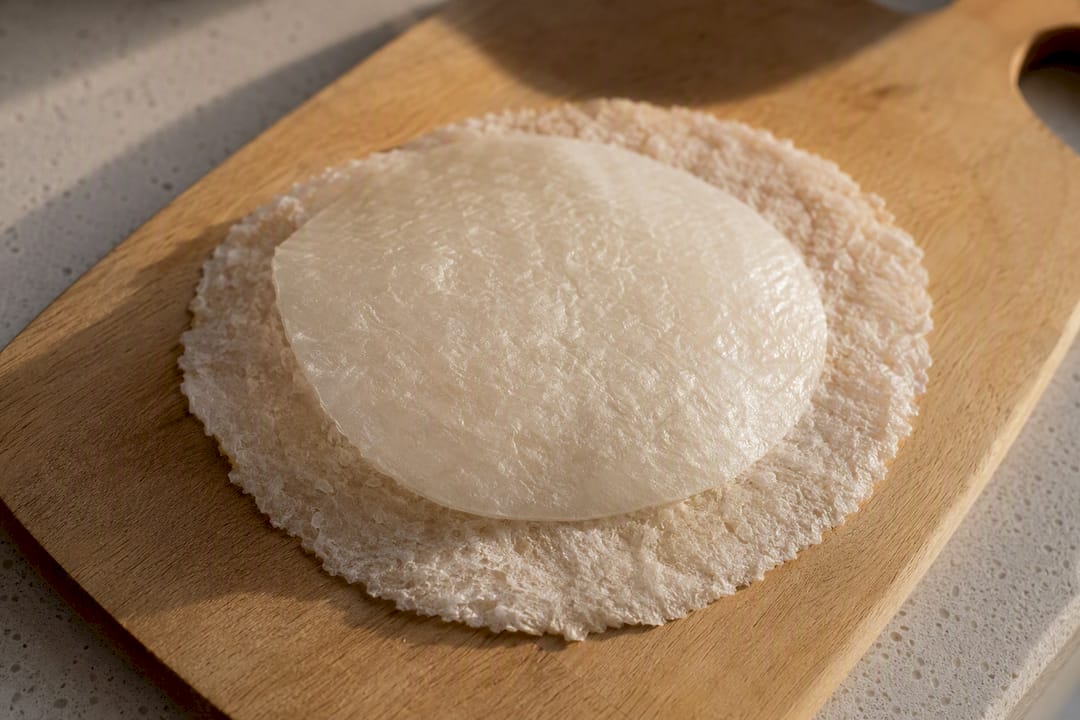 Hojas de oblea de papel de arroz y papel de azúcar