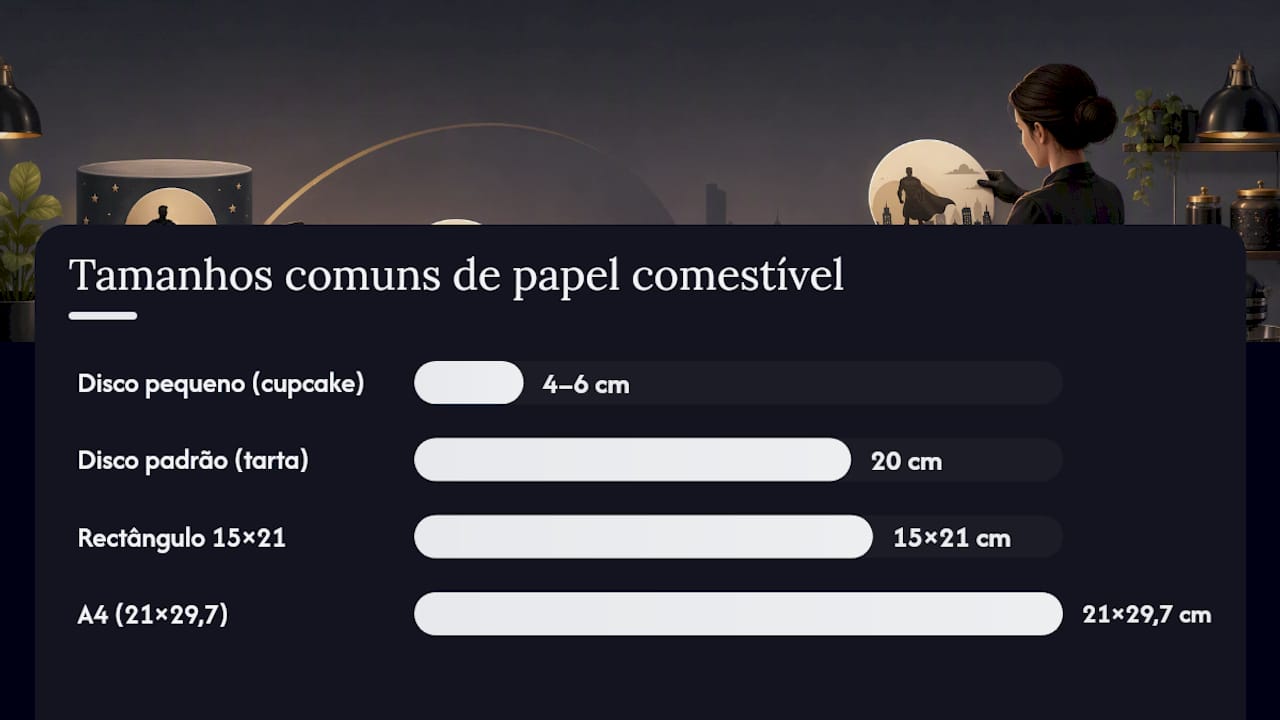 Que tamanho de papel comestível escolher para a sua tarta — overview diagram