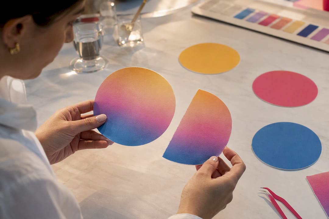 Ejemplos de colores y degradados impresos