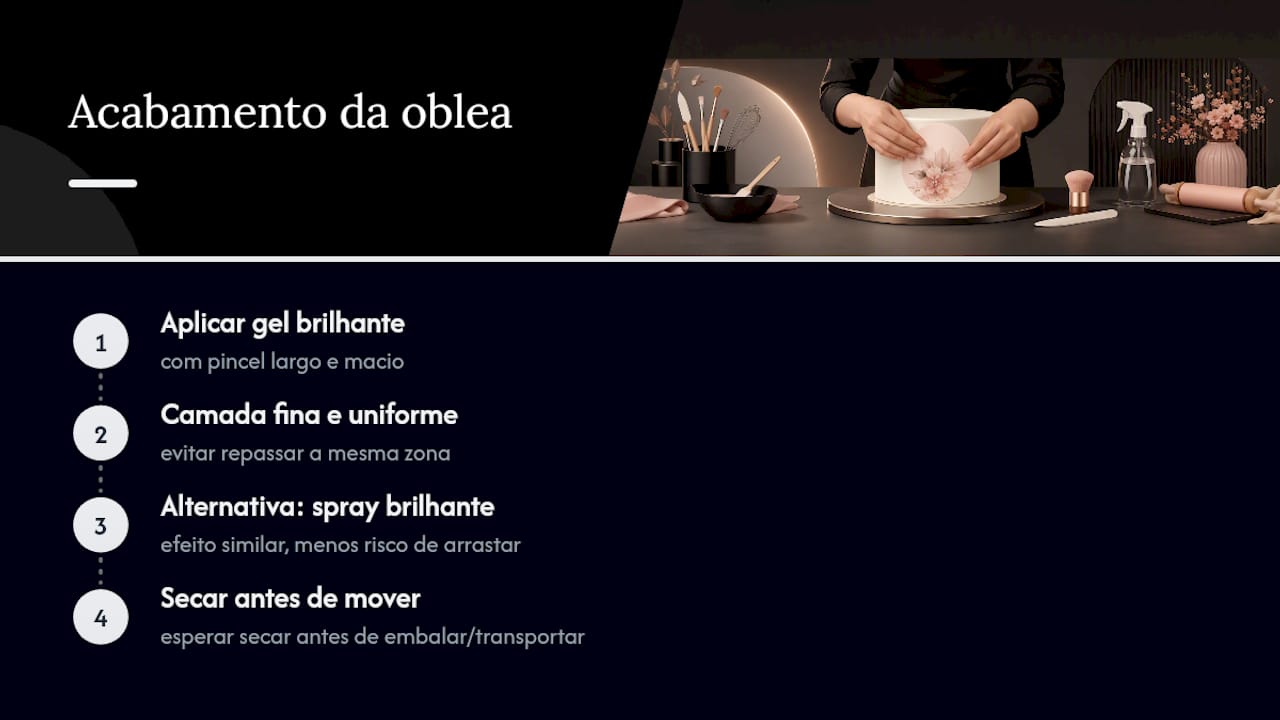 Passos para selar e secar uma oblea
