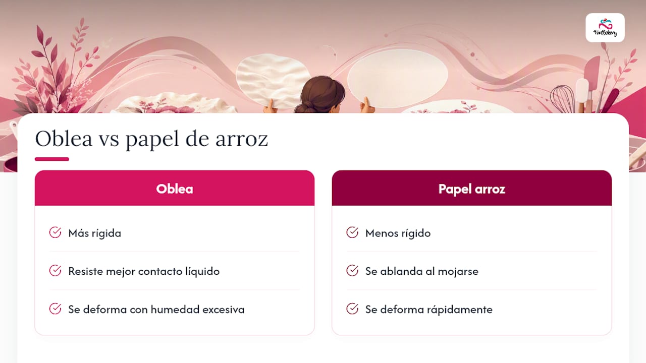 Comparación entre oblea y papel de arroz