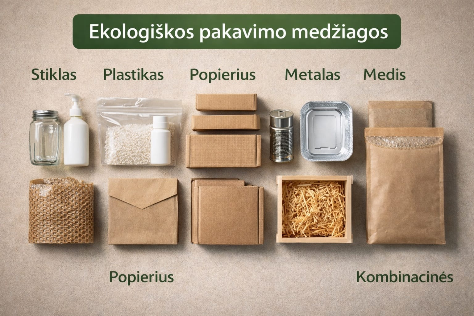 Komandos nariai aptaria įvairias ekologiškų pakuočių galimybes.