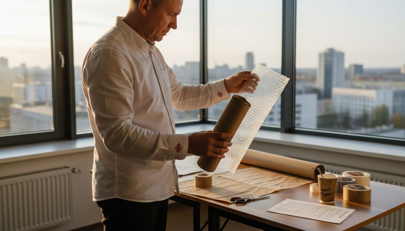 Vadovas renkasi tinkamiausias pakuotes medžiagas siuntiniams paruošti.