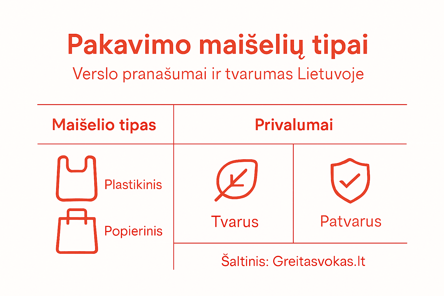Pakuočių maišelių rūšys ir jų privalumai: iliustruota apžvalga