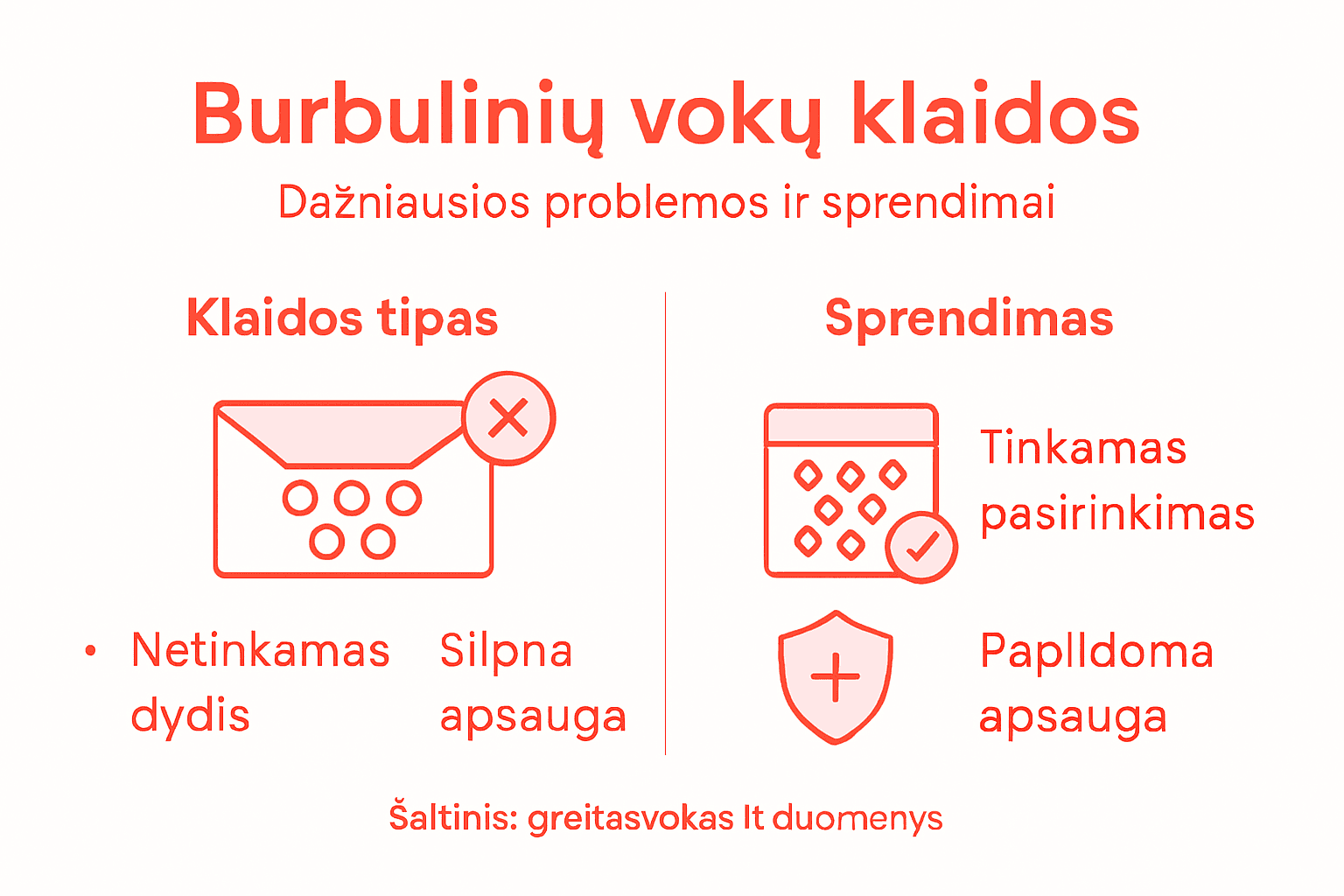 Vizualinis gidas: dažniausios burbulinių vokų naudojimo klaidos ir kaip jų išvengti