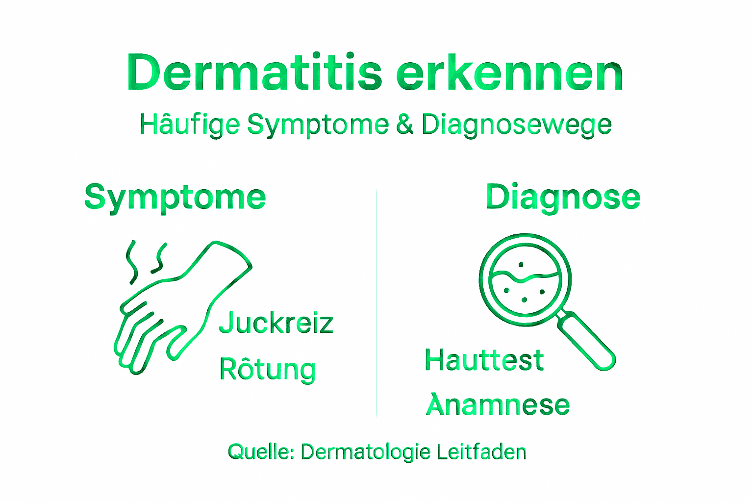 Übersicht: Symptome und Diagnosemöglichkeiten bei Dermatitis auf einen Blick