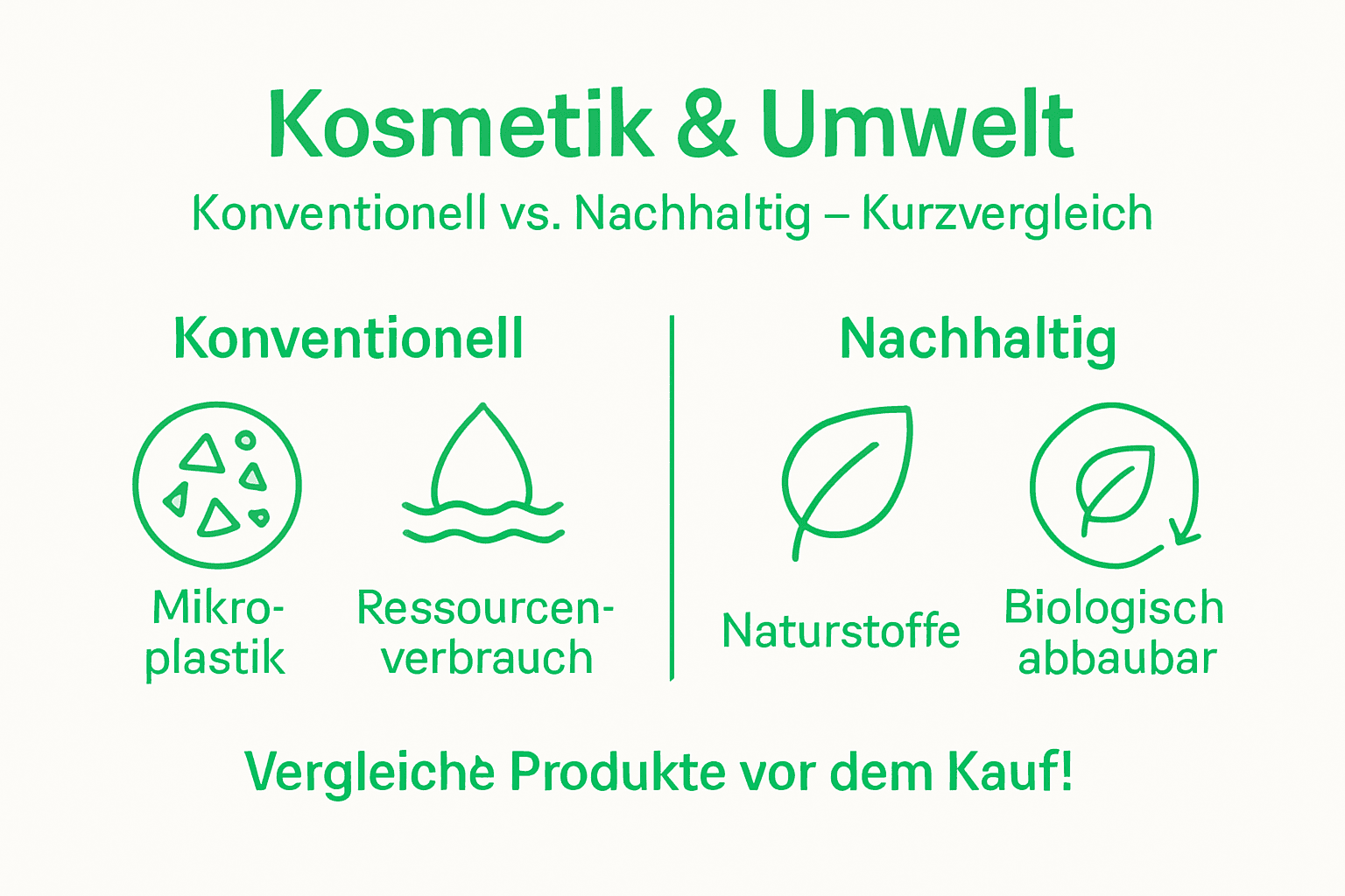 Übersichtsgrafik: Wie Kosmetikprodukte unsere Umwelt beeinflussen – ein direkter Vergleich