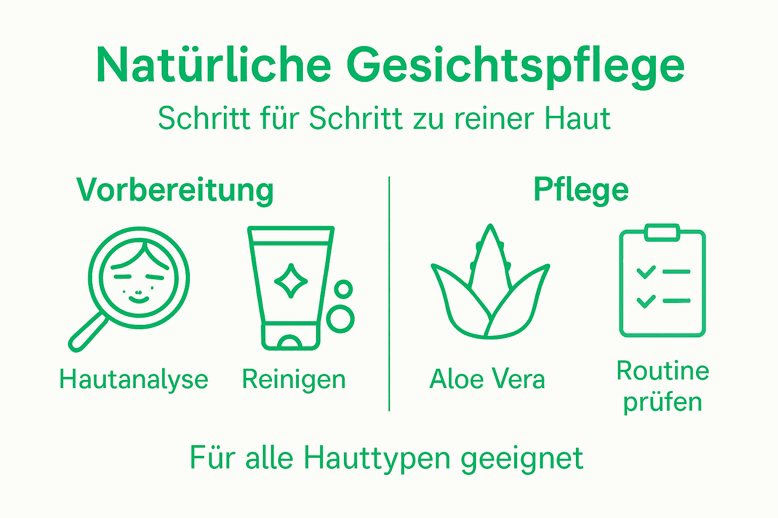 Schritt-für-Schritt-Anleitung für eine natürliche Gesichtspflege – als anschauliche Infografik