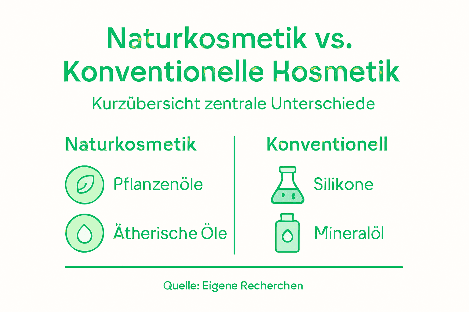 Infografik: Die wichtigsten Unterschiede zwischen Naturkosmetik und herkömmlicher Kosmetik auf einen Blick