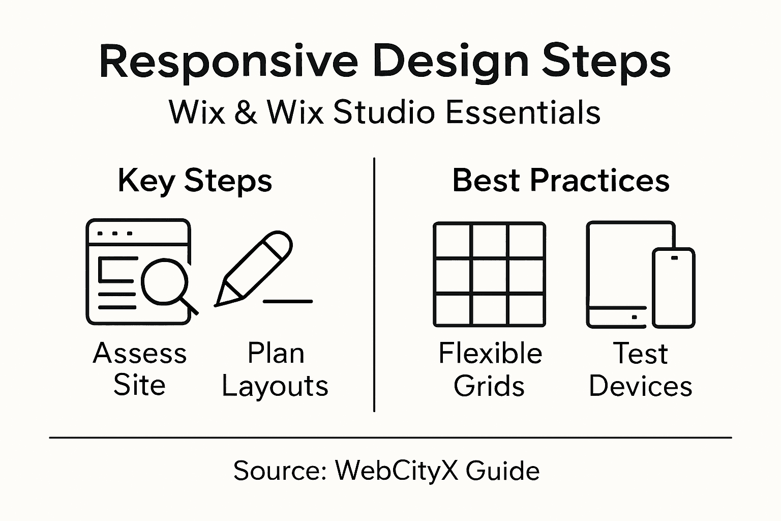 Infographic with responsive design steps and tips