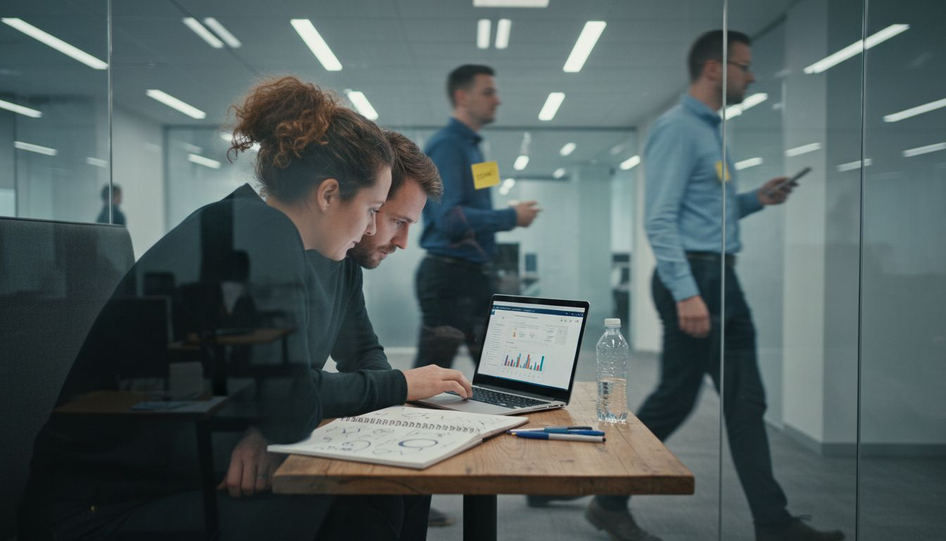 Colleagues reviewing SEO analytics together