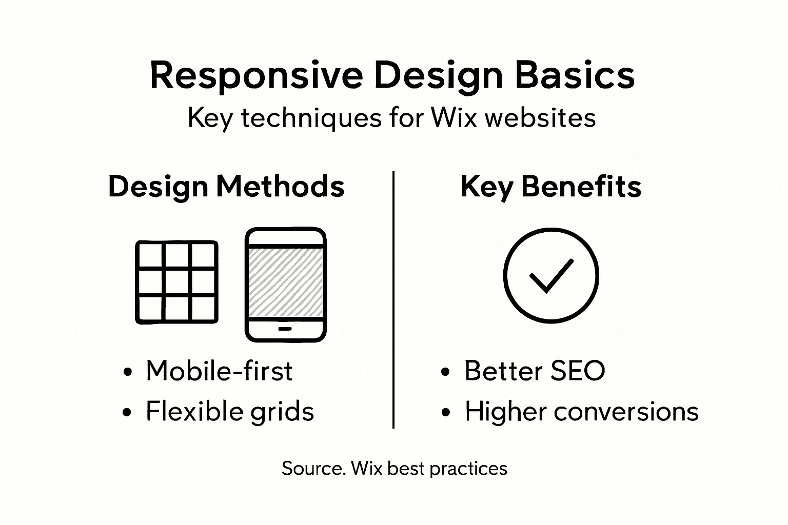 Infographic on responsive methods and benefits for Wix