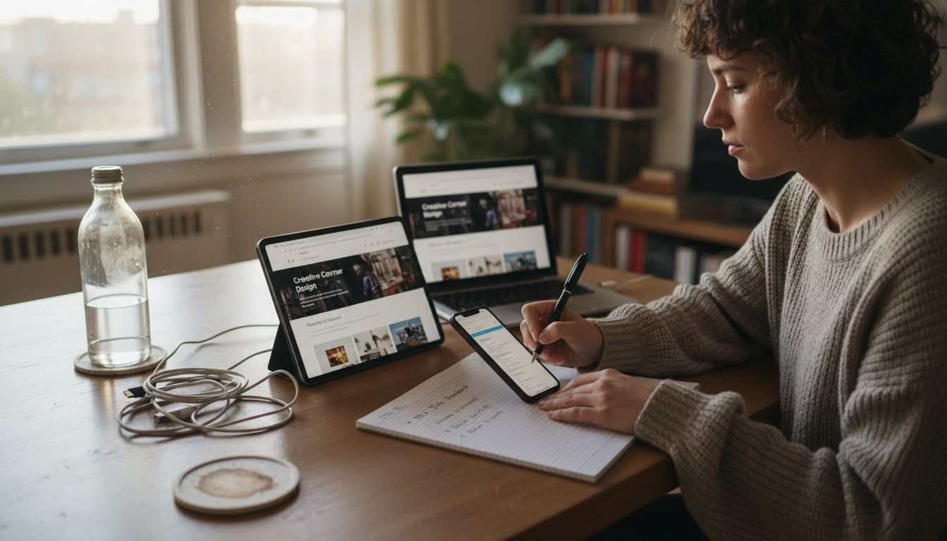 Designer testing Wix responsive designs on devices