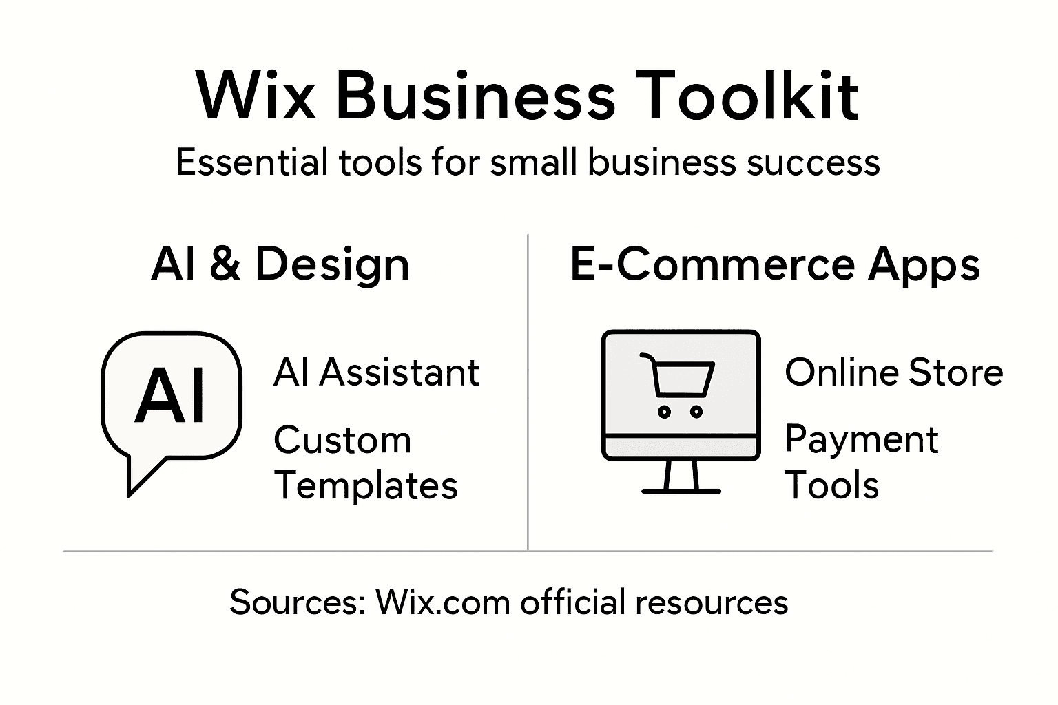 Infographic of Wix business tools features
