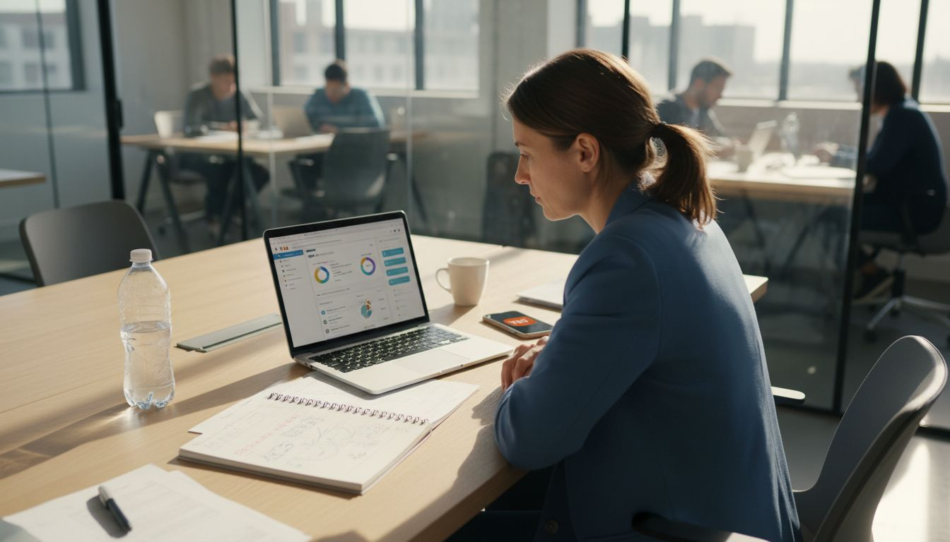 Woman reviewing SEO analytics for Wix