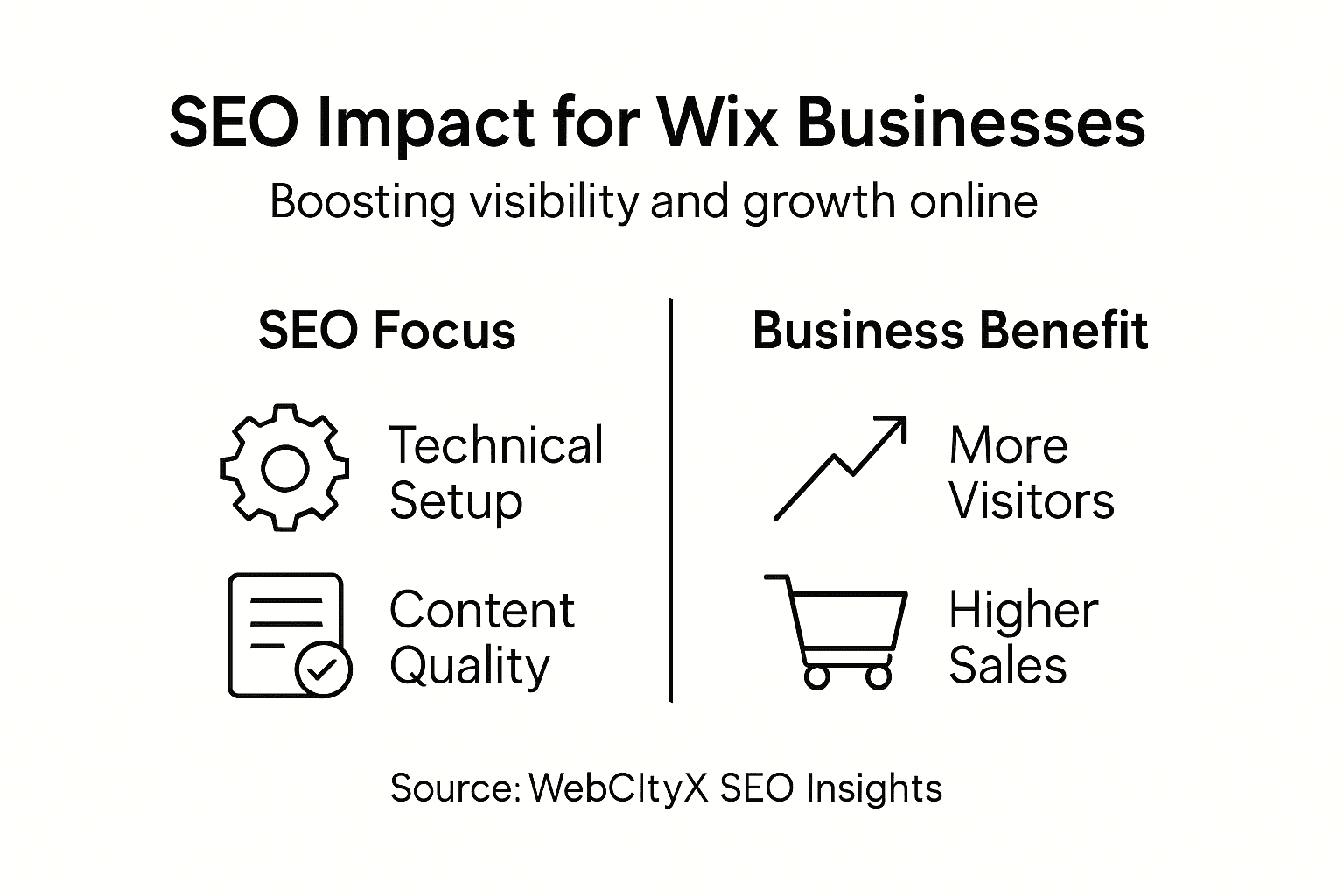 Infographic showing SEO focus and benefits for Wix