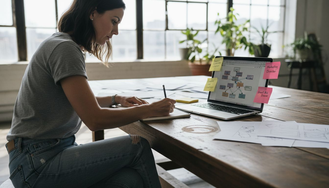 Designer sketching ecommerce site structure and flow