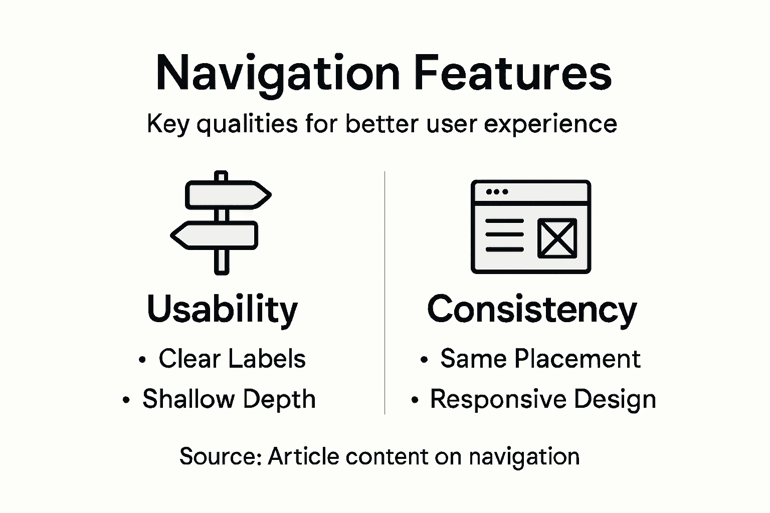 Infographic showing features of effective navigation