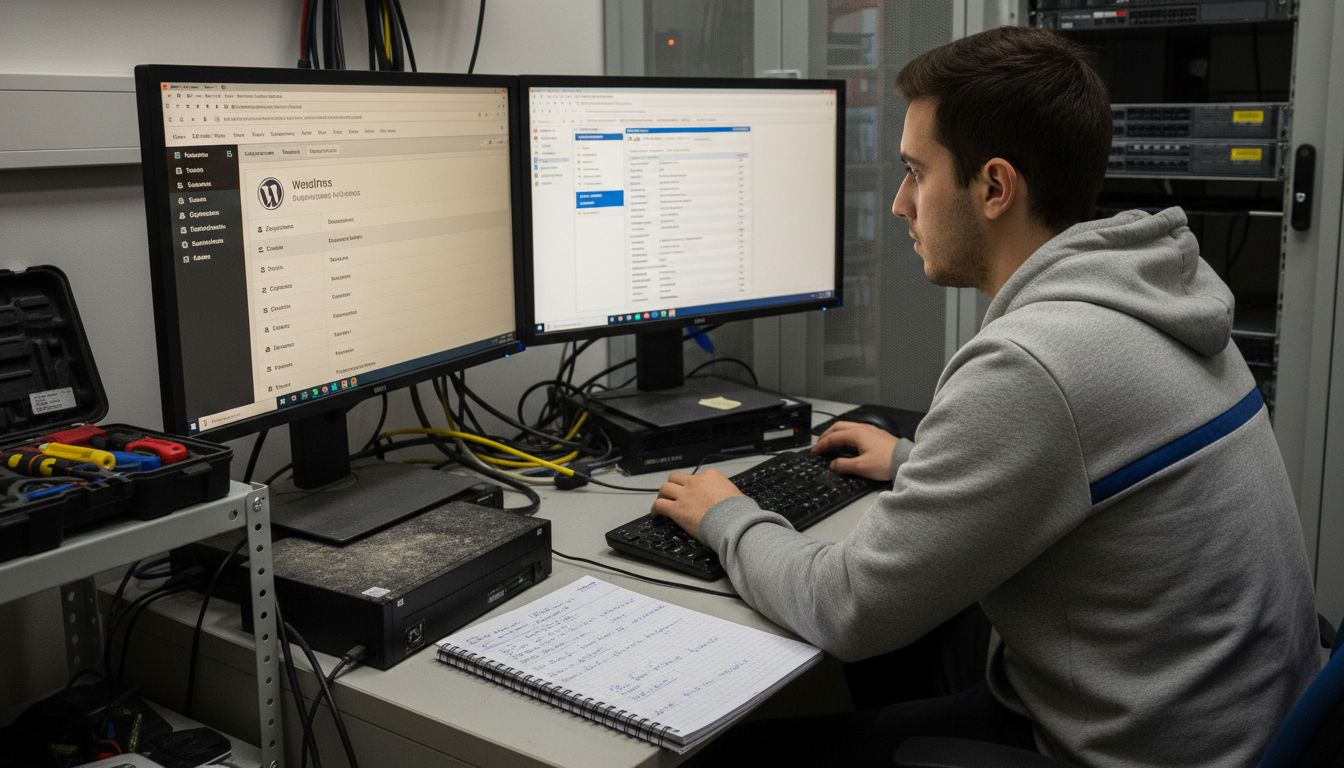 Ένας τεχνικός είναι υπεύθυνος για τη διαχείριση του WordPress server στον χώρο εργασίας.