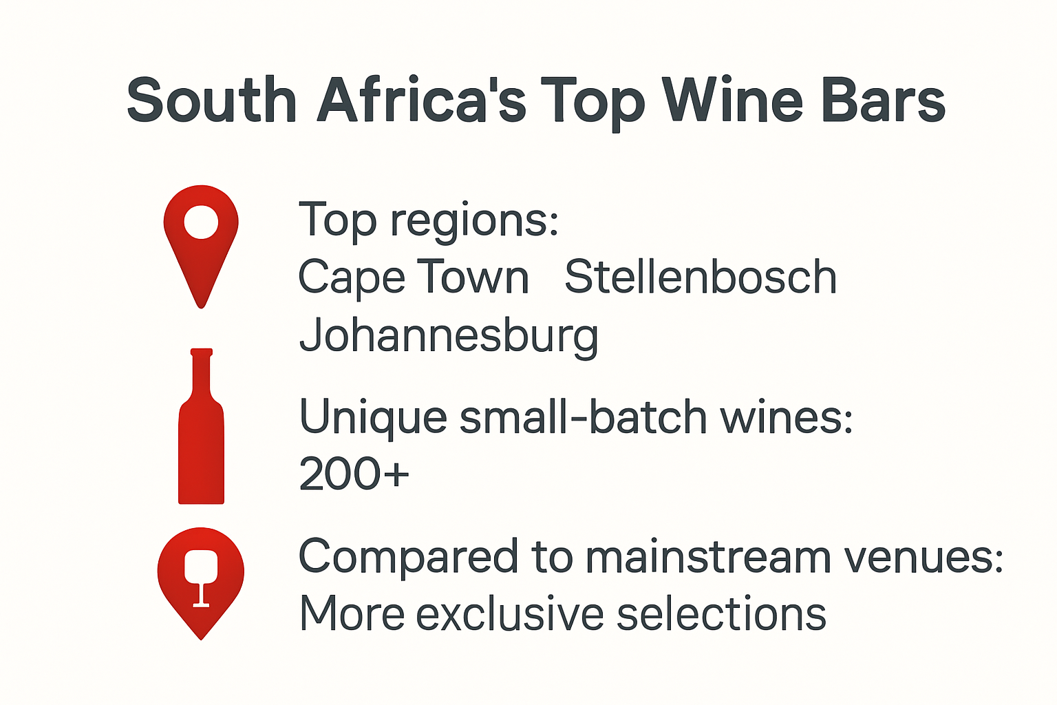 Infographic displaying best wine bars South Africa and rare wine statistics