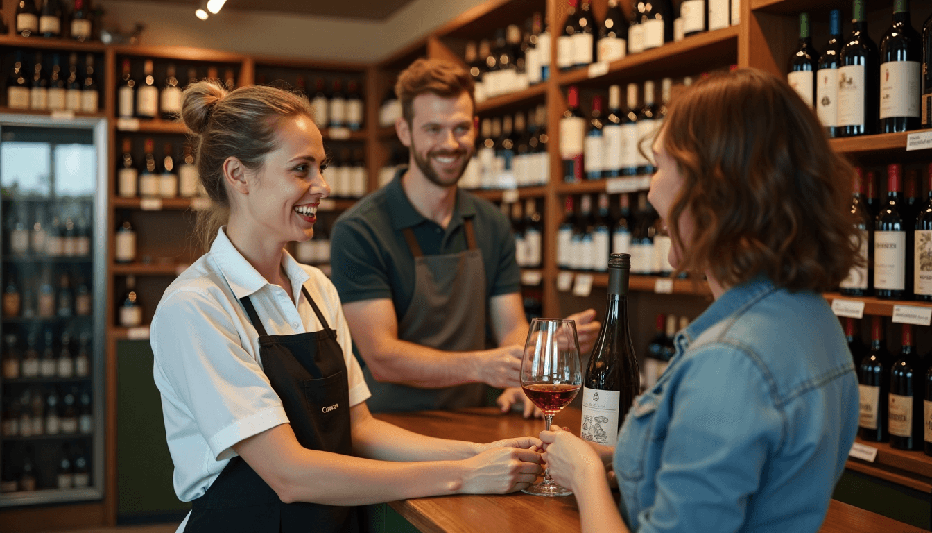 Staff helping customers choose value South African wines under R200