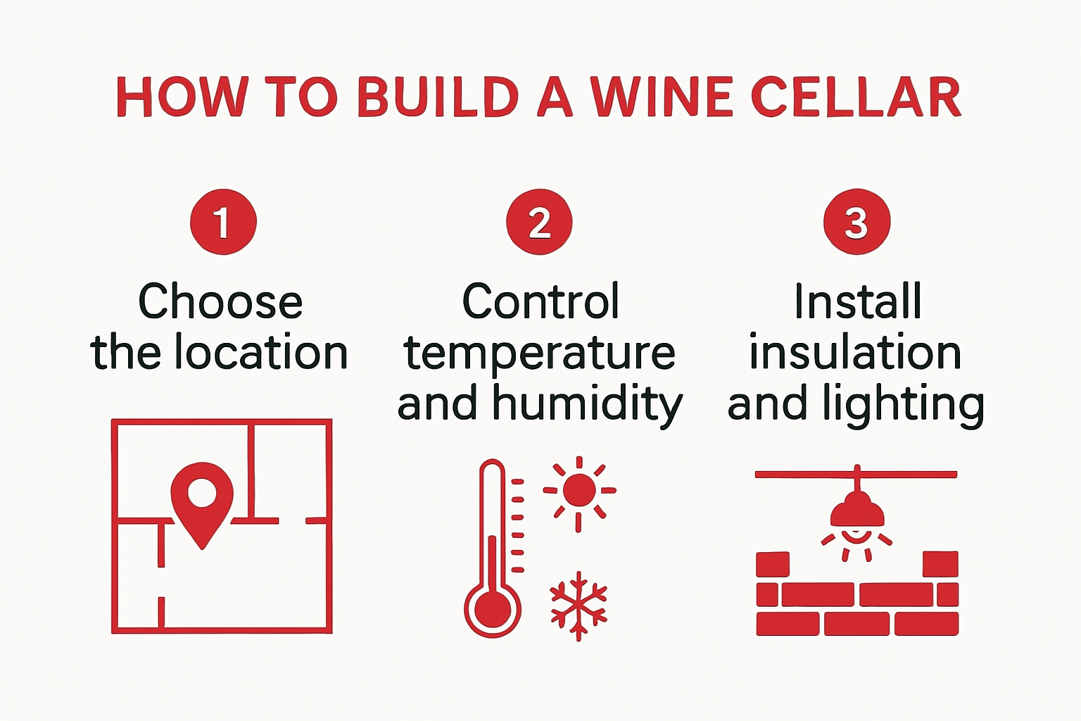Infographic showing steps to build a wine cellar