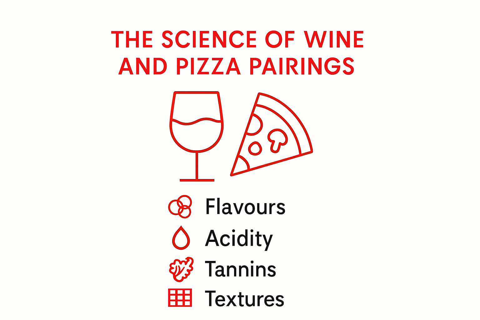 Infographic showing science behind wine and pizza pairings