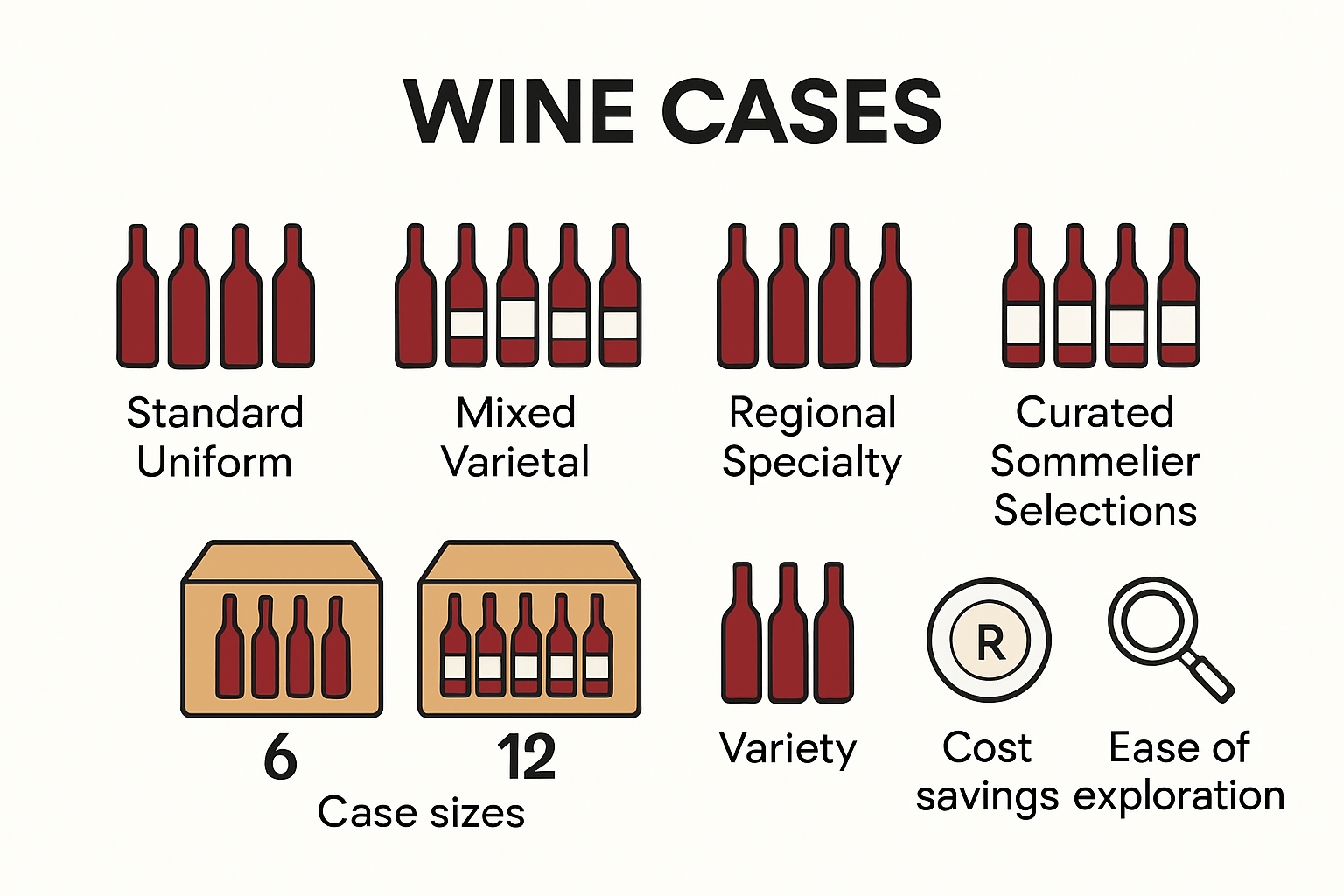 Infographic comparing types and benefits of wine cases