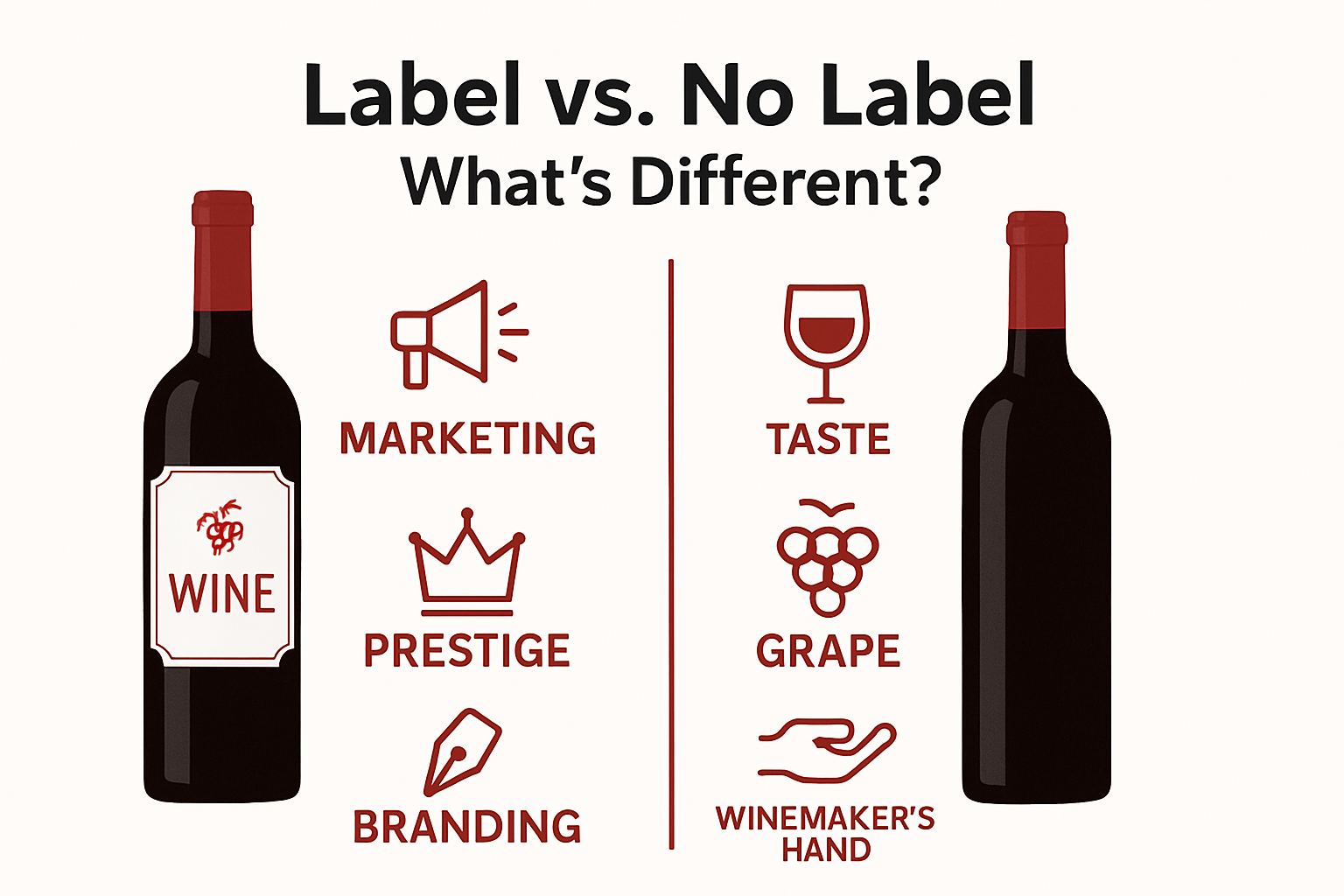 Visual comparison of labelled vs unlabelled wine focus