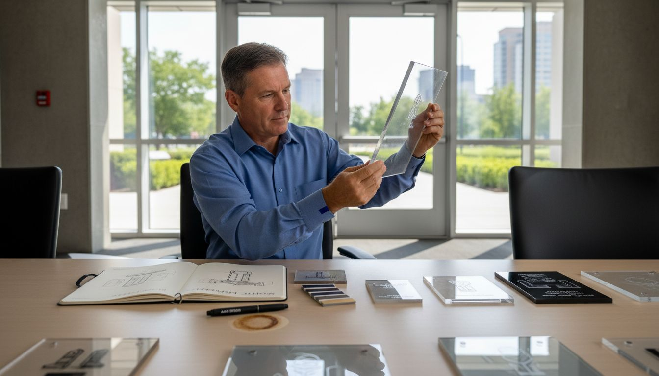 Selecting plaque size at corporate table