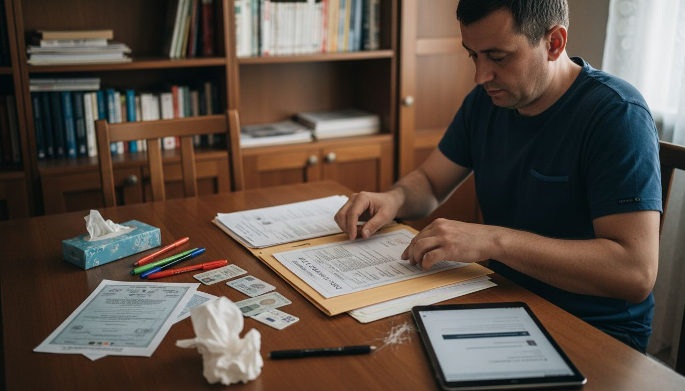 O persoană care își pune la punct actele necesare pentru divorț