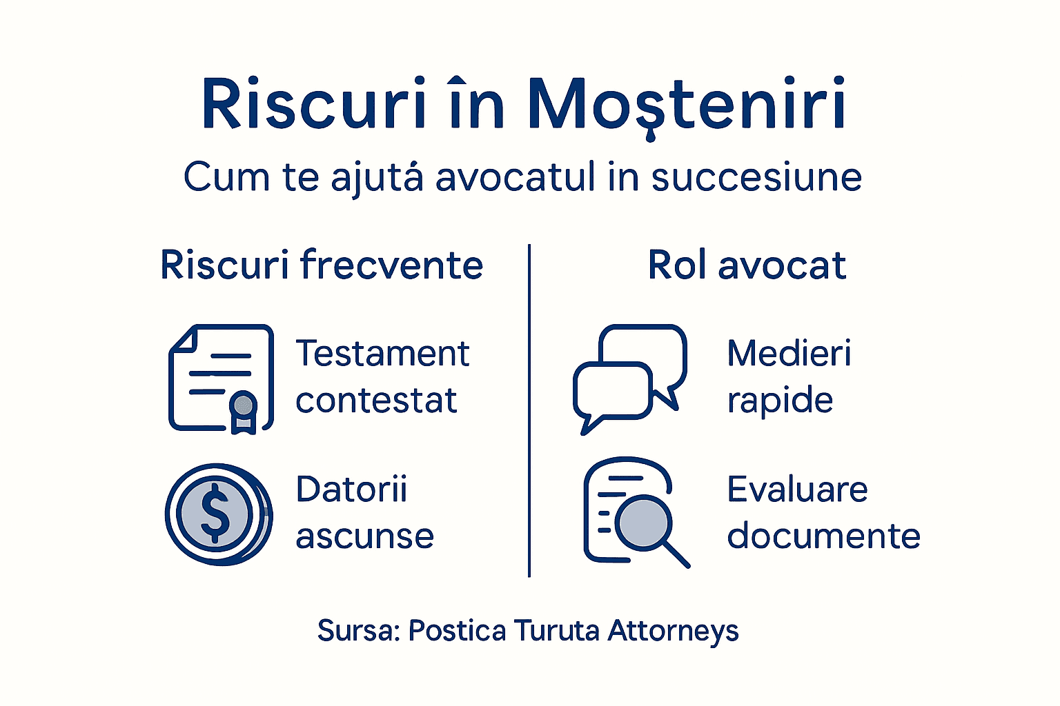 Infografic: principalele riscuri juridice în succesiuni și importanța avocatului în procesul de moștenire