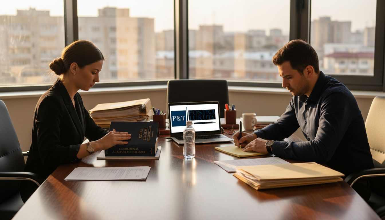 Avocați care dezbat principiile dreptului din Republica Moldova