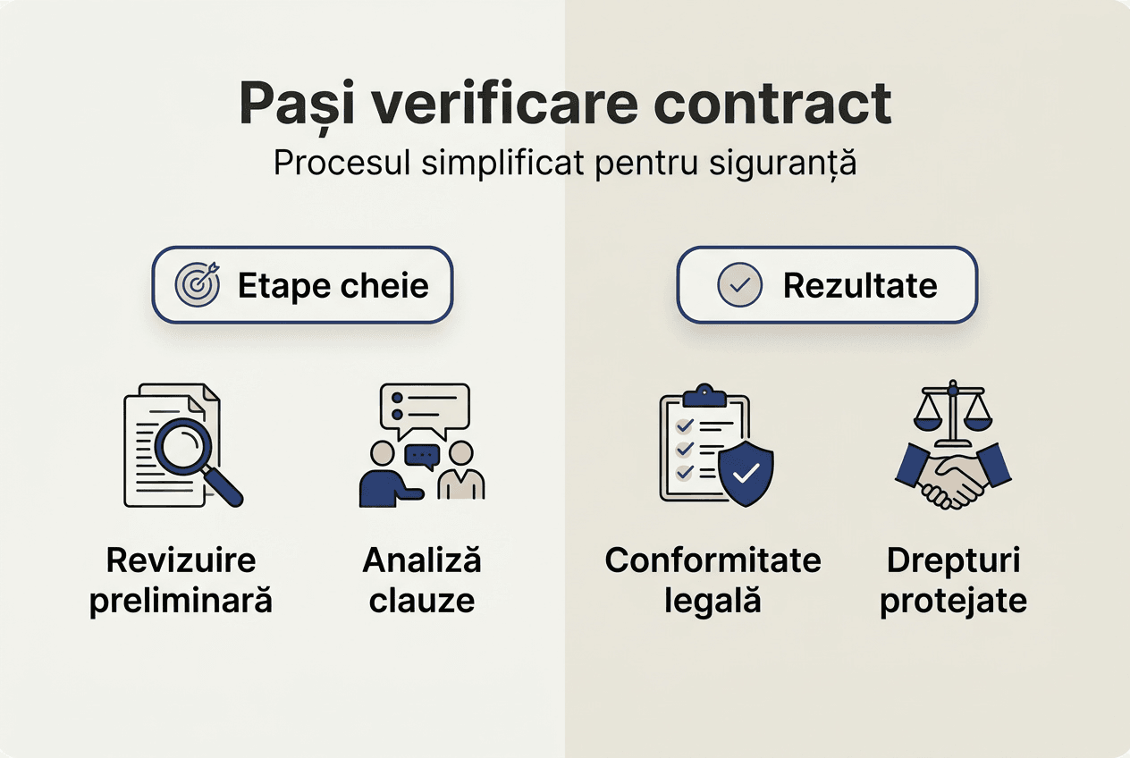 Infografic: Pașii esențiali pentru verificarea unui contract juridic