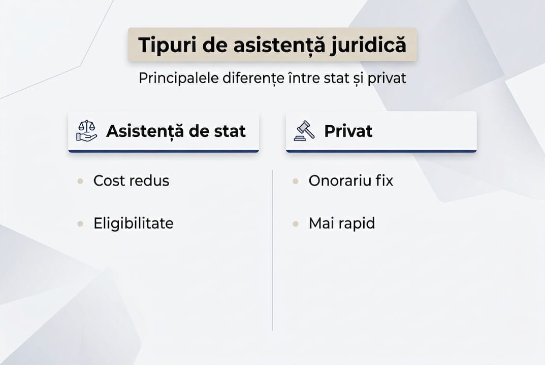 Infografic: Cum diferă serviciile juridice oferite de stat față de cele private