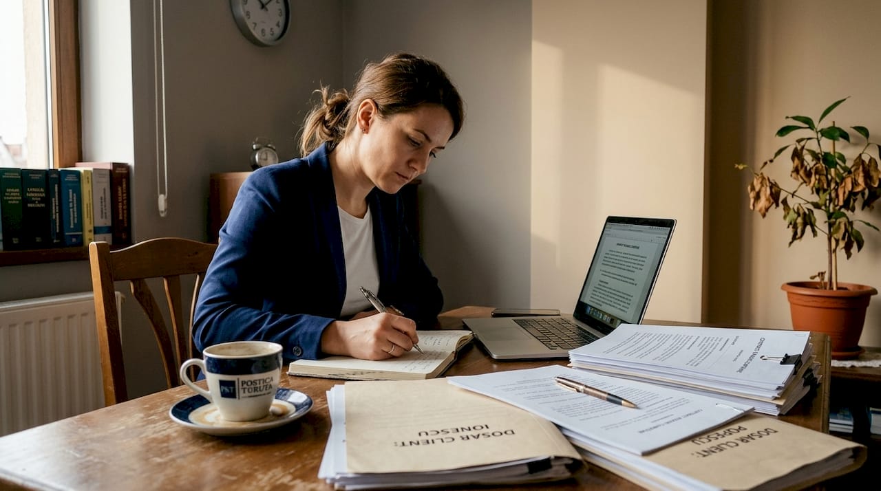 Femeie care strânge dovezi pentru a depune o contestație penală