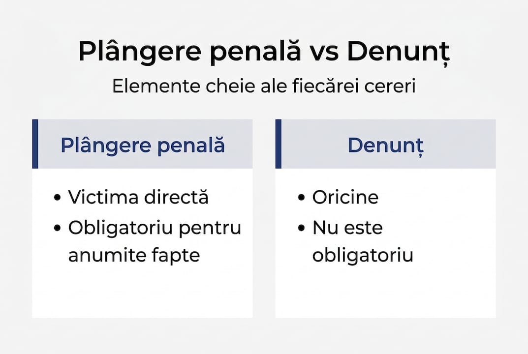 Infografic: care sunt principalele diferențe între plângerea penală și denunț