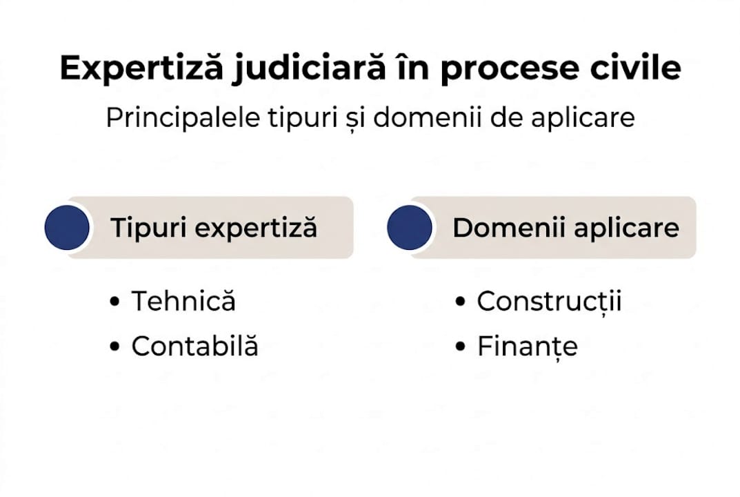 Infografic: principalele domenii de expertiză în dreptul civil